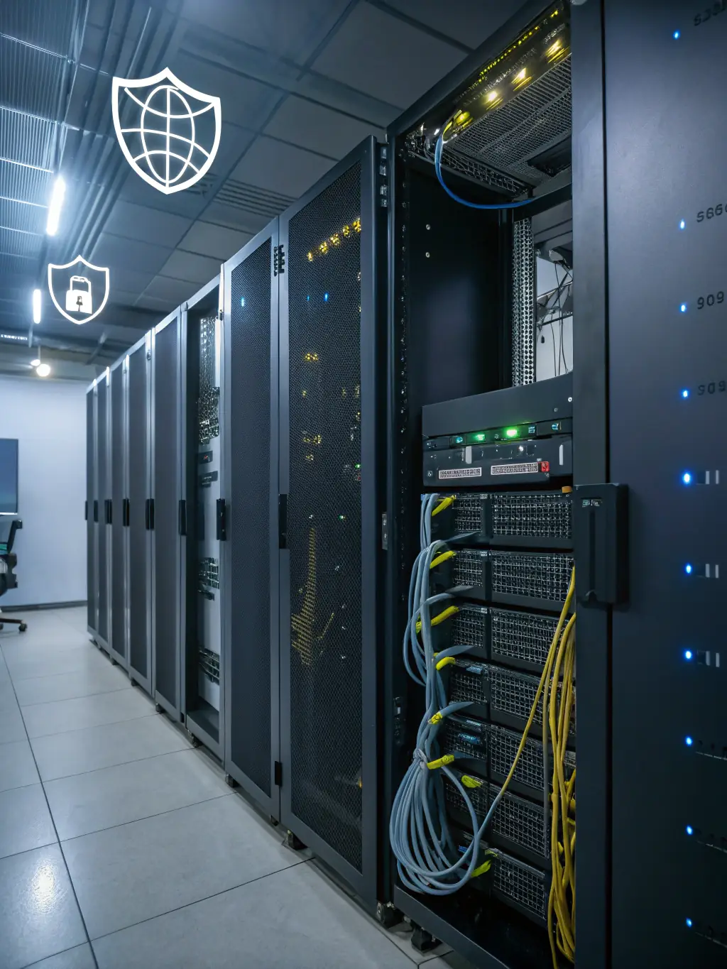 A secure network infrastructure with multiple layers of protection, representing robust cybersecurity measures.