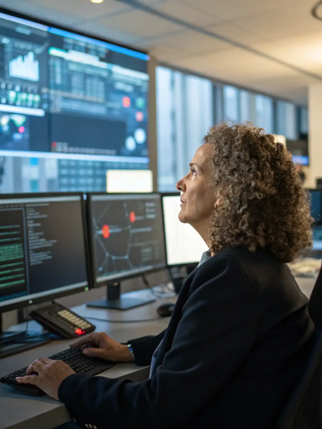A cybersecurity expert conducting a vulnerability assessment on a computer system, highlighting the importance of data protection.
